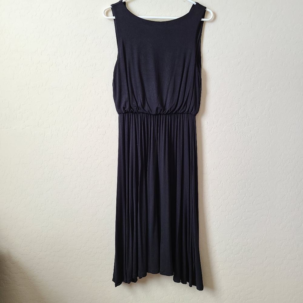 LOFT ruffled open tie back LBD black dress S